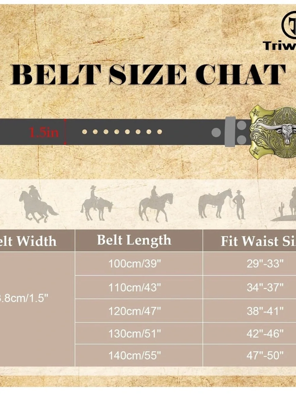 Western Bull Head Buckle Belt in Tan and Bronze